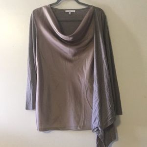 Long sleeve satin and knit top